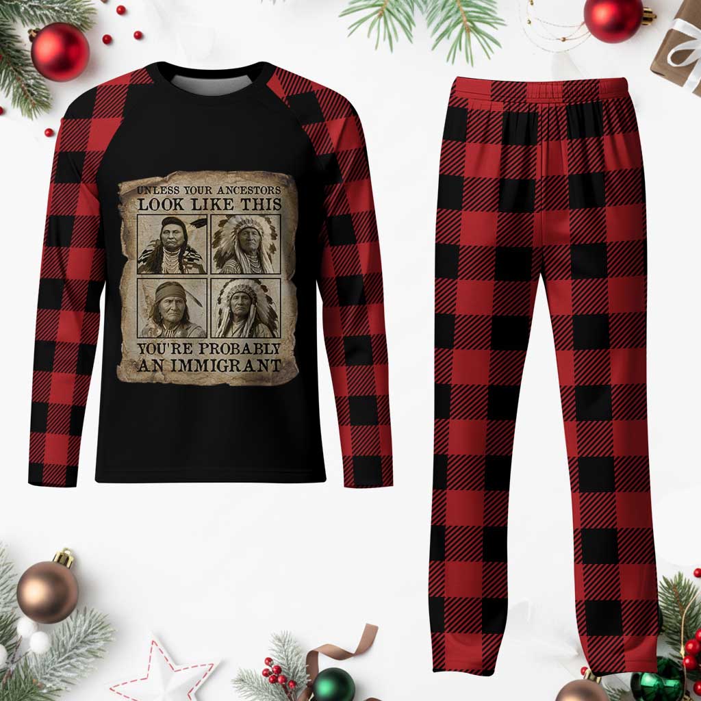 Indigenous Peoples Day Plaid Pajama Set Unless Your Ancestors Look Like This Youre Immigrant TS12 Buffalo Plaid Print Your Wear