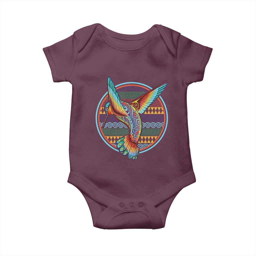 Colorful Geometric Tribal Hummingbird Baby Onesie Southwest Pattern Graphic TS12 Maroon Print Your Wear