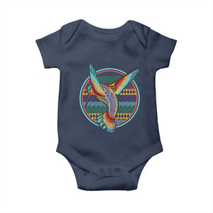 Colorful Geometric Tribal Hummingbird Baby Onesie Southwest Pattern Graphic TS12 Navy Print Your Wear