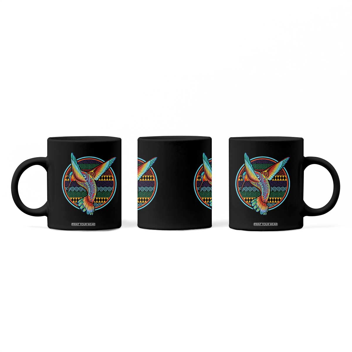 Colorful Geometric Tribal Hummingbird Coffee Mug Southwest Pattern Graphic TS12 Print Your Wear