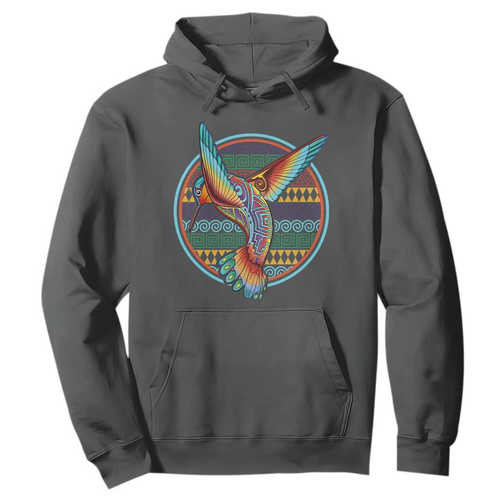 Colorful Geometric Tribal Hummingbird Hoodie Southwest Pattern Graphic TS12 Dark Heather Print Your Wear