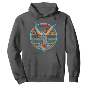 Colorful Geometric Tribal Hummingbird Hoodie Southwest Pattern Graphic TS12 Dark Heather Print Your Wear