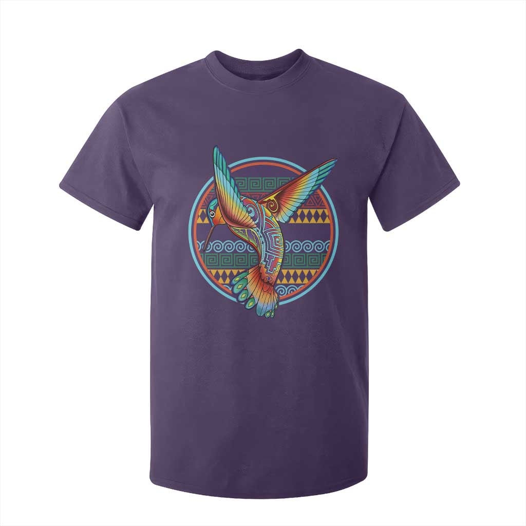 Colorful Geometric Tribal Hummingbird T Shirt For Kid Southwest Pattern Graphic TS12 Purple Print Your Wear