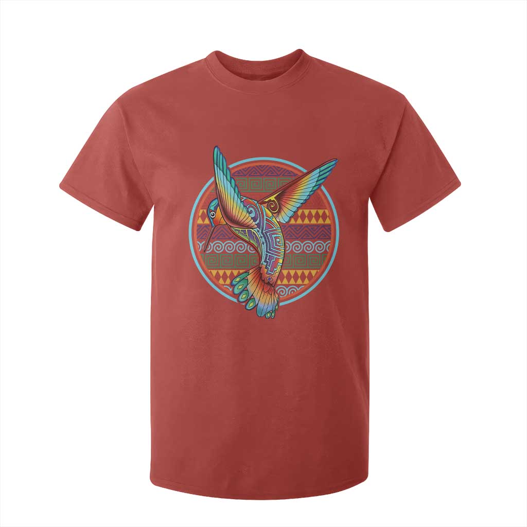 Colorful Geometric Tribal Hummingbird T Shirt For Kid Southwest Pattern Graphic TS12 Red Print Your Wear
