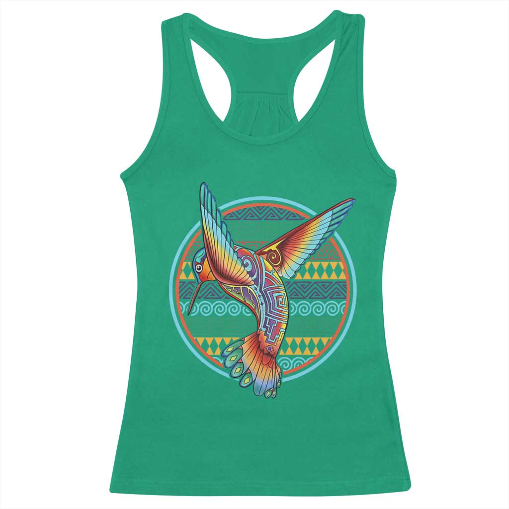 Colorful Geometric Tribal Hummingbird Racerback Tank Top Southwest Pattern Graphic TS12 Irish Green Print Your Wear