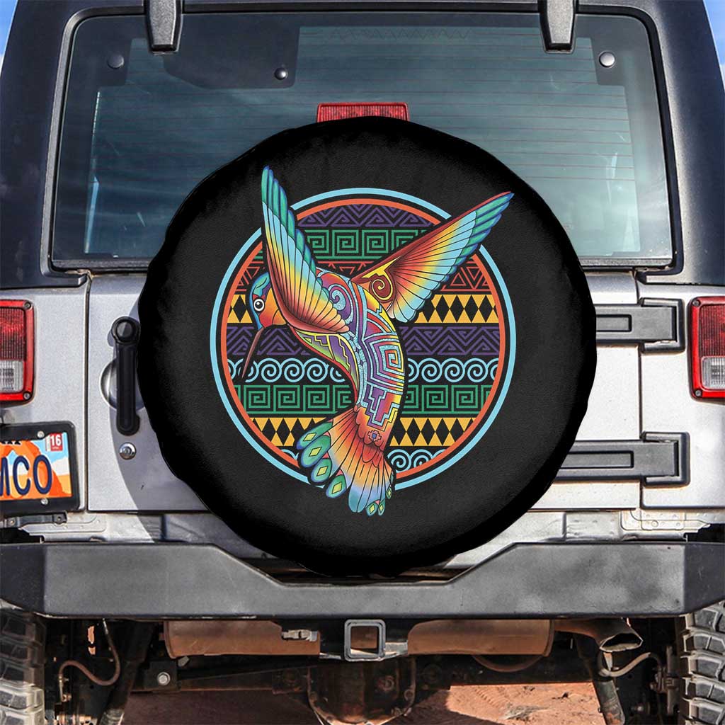 Colorful Geometric Tribal Hummingbird Spare Tire Cover Southwest Pattern Graphic TS12 No hole Black Print Your Wear