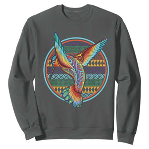 Colorful Geometric Tribal Hummingbird Sweatshirt Southwest Pattern Graphic TS12 Dark Heather Print Your Wear