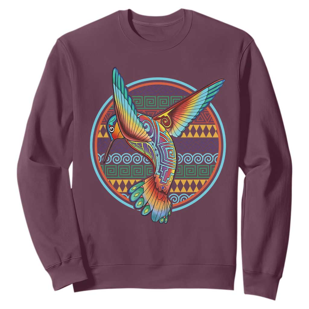 Colorful Geometric Tribal Hummingbird Sweatshirt Southwest Pattern Graphic TS12 Maroon Print Your Wear