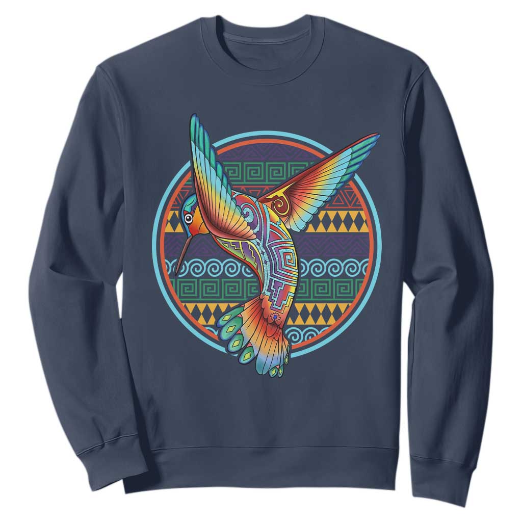 Colorful Geometric Tribal Hummingbird Sweatshirt Southwest Pattern Graphic TS12 Navy Print Your Wear