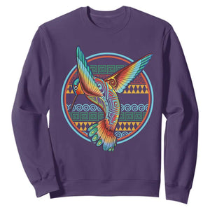 Colorful Geometric Tribal Hummingbird Sweatshirt Southwest Pattern Graphic TS12 Purple Print Your Wear