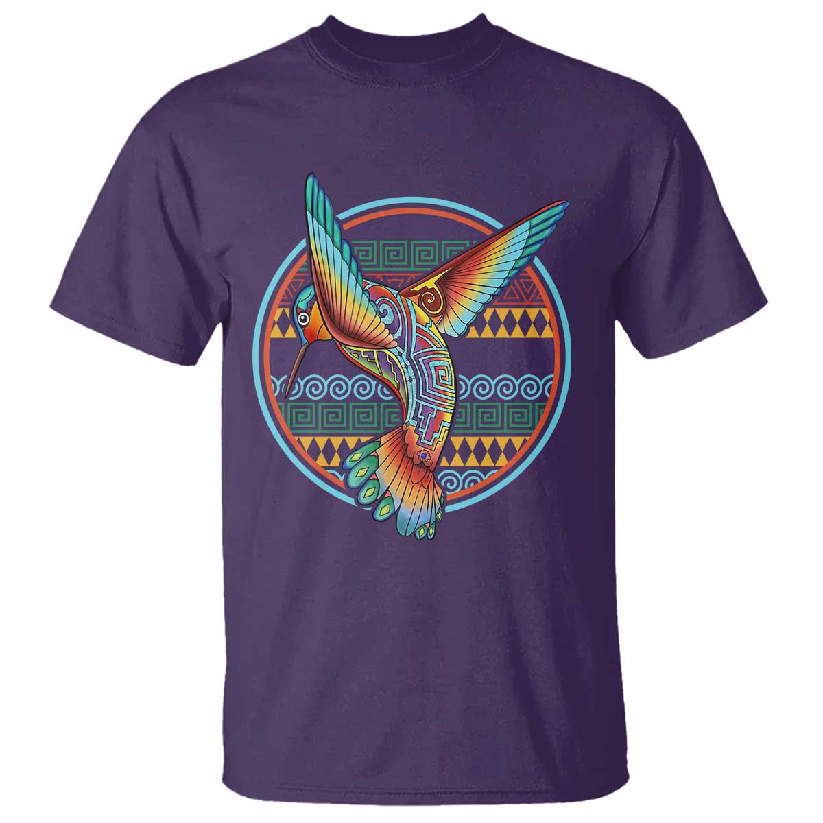 Colorful Geometric Tribal Hummingbird T Shirt Southwest Pattern Graphic TS12 Purple Print Your Wear
