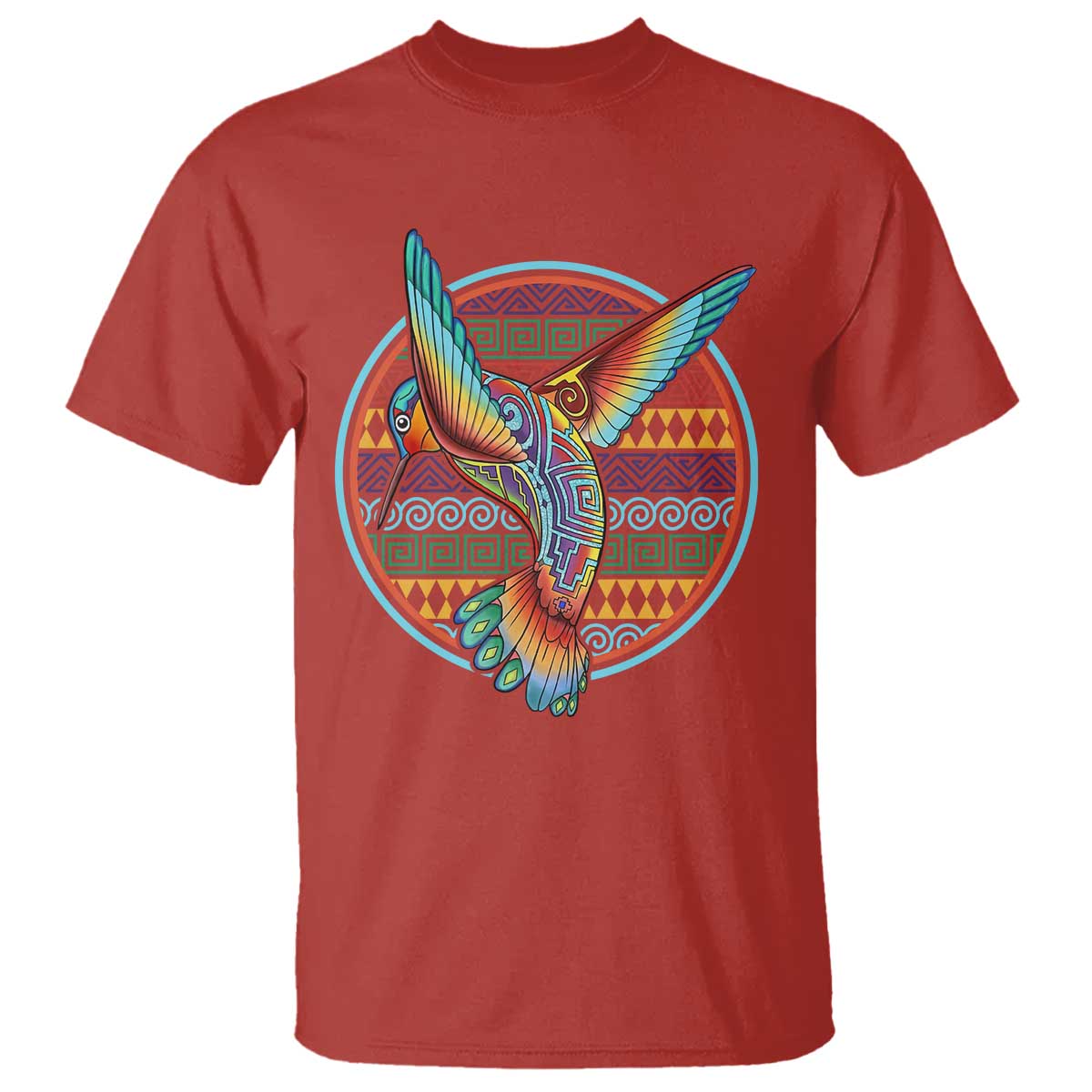 Colorful Geometric Tribal Hummingbird T Shirt Southwest Pattern Graphic TS12 Red Print Your Wear