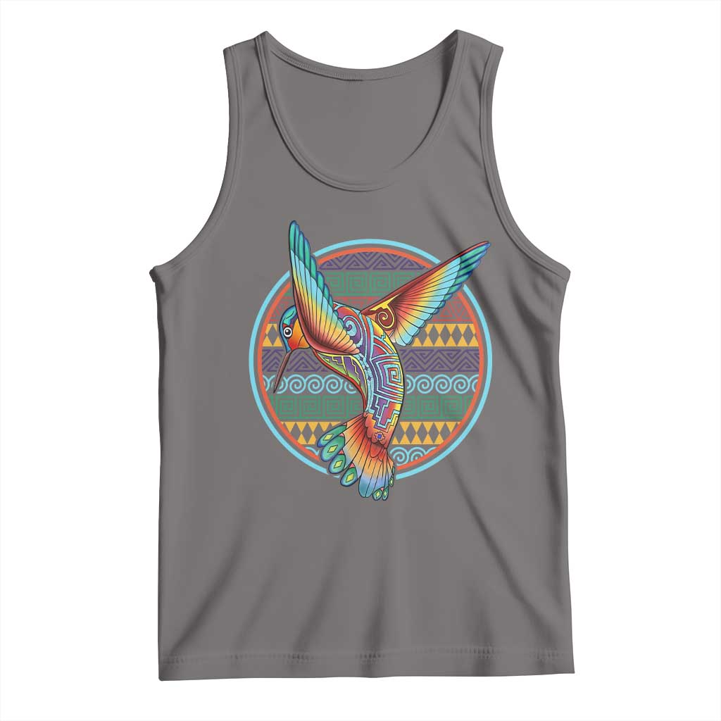 Colorful Geometric Tribal Hummingbird Tank Top Southwest Pattern Graphic TS12 Deep Heather Print Your Wear