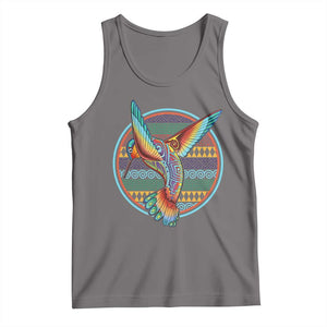 Colorful Geometric Tribal Hummingbird Tank Top Southwest Pattern Graphic TS12 Deep Heather Print Your Wear