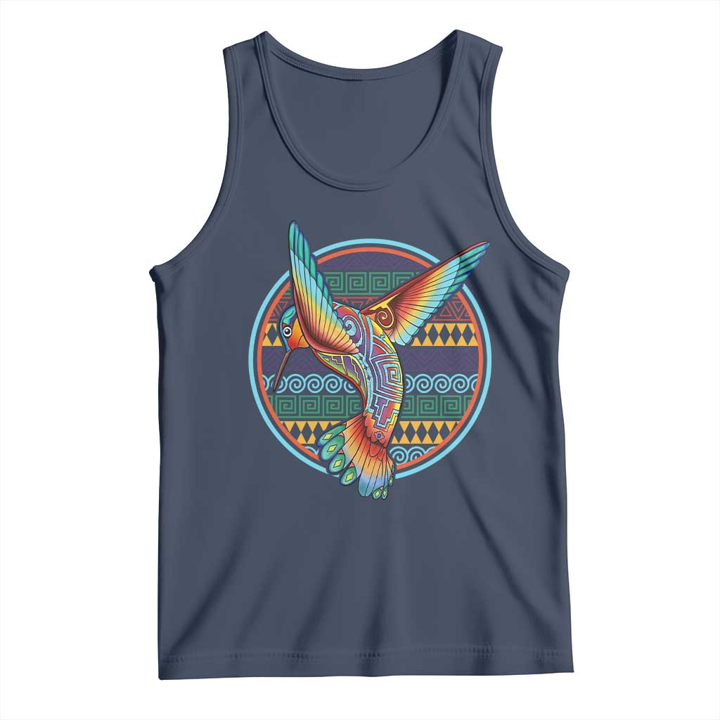 Colorful Geometric Tribal Hummingbird Tank Top Southwest Pattern Graphic TS12 Navy Print Your Wear