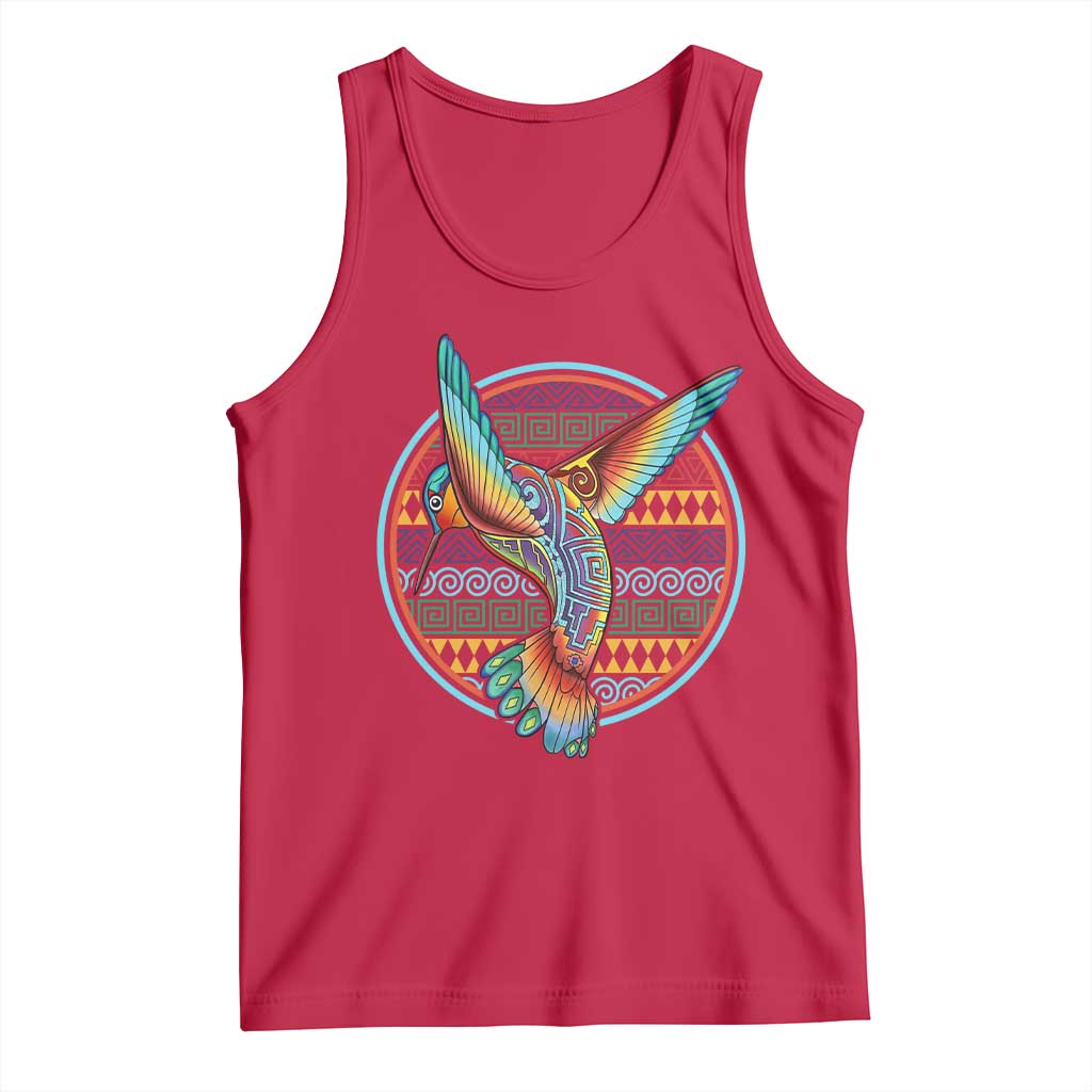 Colorful Geometric Tribal Hummingbird Tank Top Southwest Pattern Graphic TS12 Red Print Your Wear