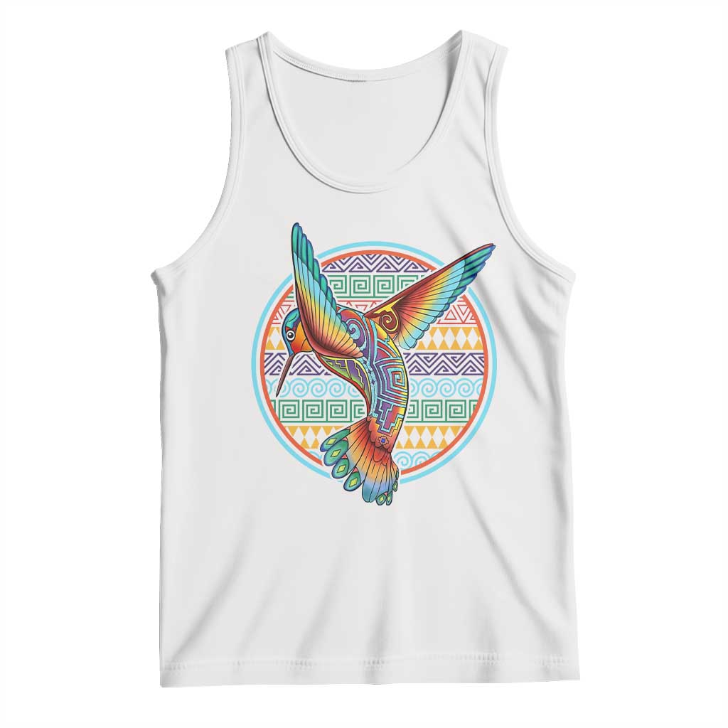Colorful Geometric Tribal Hummingbird Tank Top Southwest Pattern Graphic TS12 White Print Your Wear
