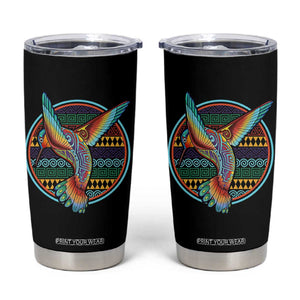 Colorful Geometric Tribal Hummingbird Tumbler Cup Southwest Pattern Graphic TS12 Black Print Your Wear
