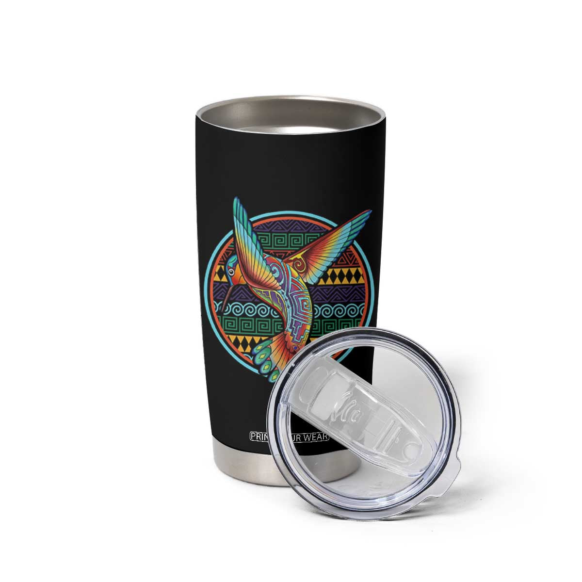 Colorful Geometric Tribal Hummingbird Tumbler Cup Southwest Pattern Graphic TS12 Print Your Wear