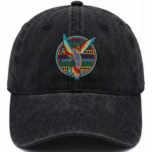 Colorful Geometric Tribal Hummingbird Washed Cotton Baseball Cap Southwest Pattern Graphic TS12 Print Your Wear