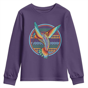 Colorful Geometric Tribal Hummingbird Youth Sweatshirt Southwest Pattern Graphic TS12 Purple Print Your Wear