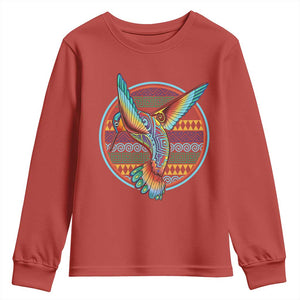 Colorful Geometric Tribal Hummingbird Youth Sweatshirt Southwest Pattern Graphic TS12 Red Print Your Wear