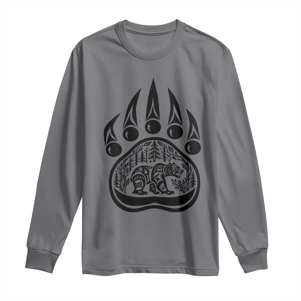 Native Inspired Alaska Grizzly Bear Long Sleeve Shirt Pacific Northwest Pride TS12 Charcoal Print Your Wear