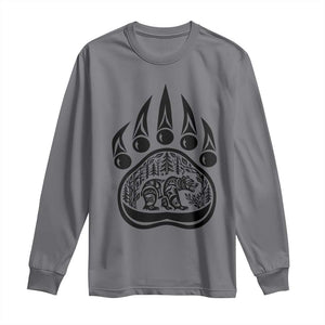 Native Inspired Alaska Grizzly Bear Long Sleeve Shirt Pacific Northwest Pride TS12 Charcoal Print Your Wear