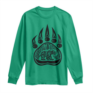 Native Inspired Alaska Grizzly Bear Long Sleeve Shirt Pacific Northwest Pride TS12 Irish Green Print Your Wear