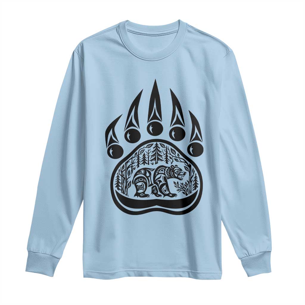 Native Inspired Alaska Grizzly Bear Long Sleeve Shirt Pacific Northwest Pride TS12 Light Blue Print Your Wear