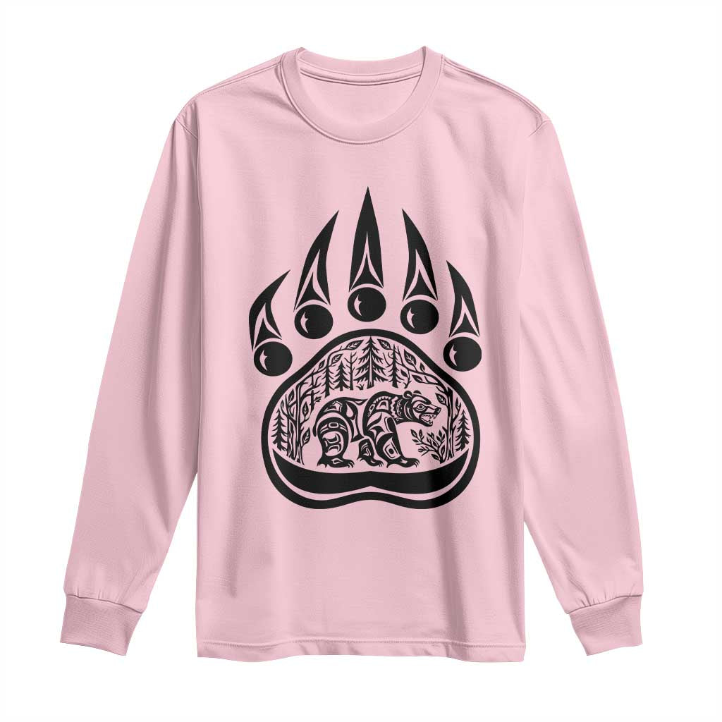 Native Inspired Alaska Grizzly Bear Long Sleeve Shirt Pacific Northwest Pride TS12 Light Pink Print Your Wear