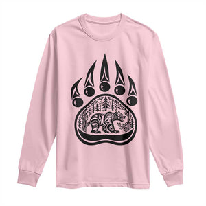 Native Inspired Alaska Grizzly Bear Long Sleeve Shirt Pacific Northwest Pride TS12 Light Pink Print Your Wear