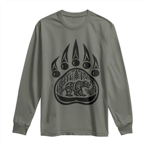 Native Inspired Alaska Grizzly Bear Long Sleeve Shirt Pacific Northwest Pride TS12 Military Green Print Your Wear