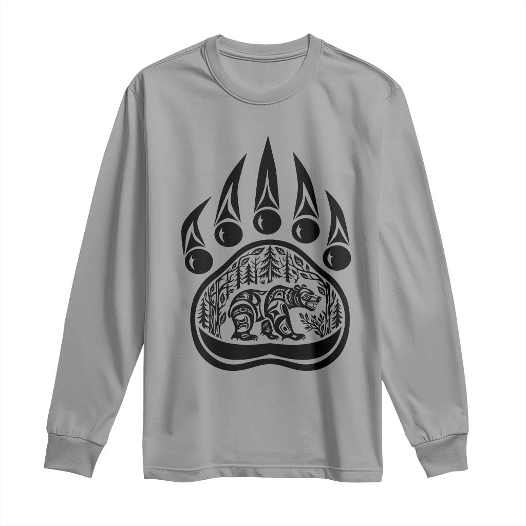 Native Inspired Alaska Grizzly Bear Long Sleeve Shirt Pacific Northwest Pride TS12 Sport Gray Print Your Wear