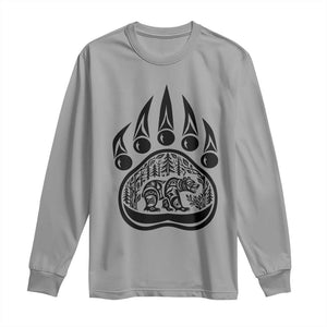 Native Inspired Alaska Grizzly Bear Long Sleeve Shirt Pacific Northwest Pride TS12 Sport Gray Print Your Wear