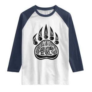 Native Inspired Alaska Grizzly Bear Raglan Shirt Pacific Northwest Pride TS12 White Navy Print Your Wear
