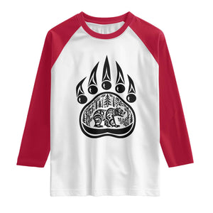 Native Inspired Alaska Grizzly Bear Raglan Shirt Pacific Northwest Pride TS12 White Red Print Your Wear