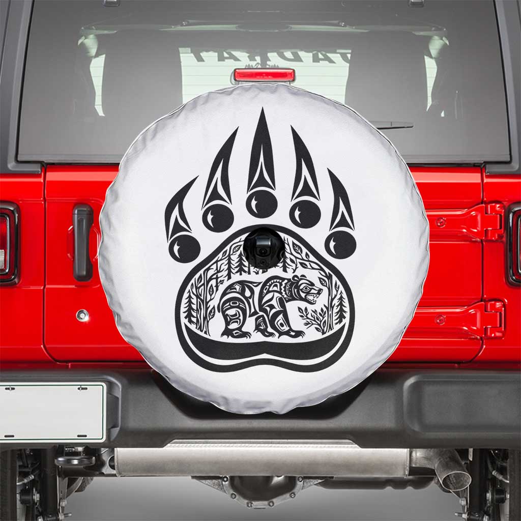 Native Inspired Alaska Grizzly Bear Spare Tire Cover Pacific Northwest Pride TS12 White Print Your Wear