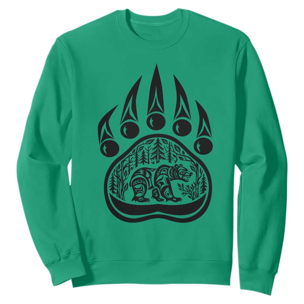 Native Inspired Alaska Grizzly Bear Sweatshirt Pacific Northwest Pride TS12 Irish Green Print Your Wear