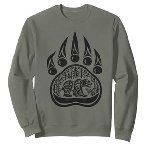 Native Inspired Alaska Grizzly Bear Sweatshirt Pacific Northwest Pride TS12 Military Green Print Your Wear
