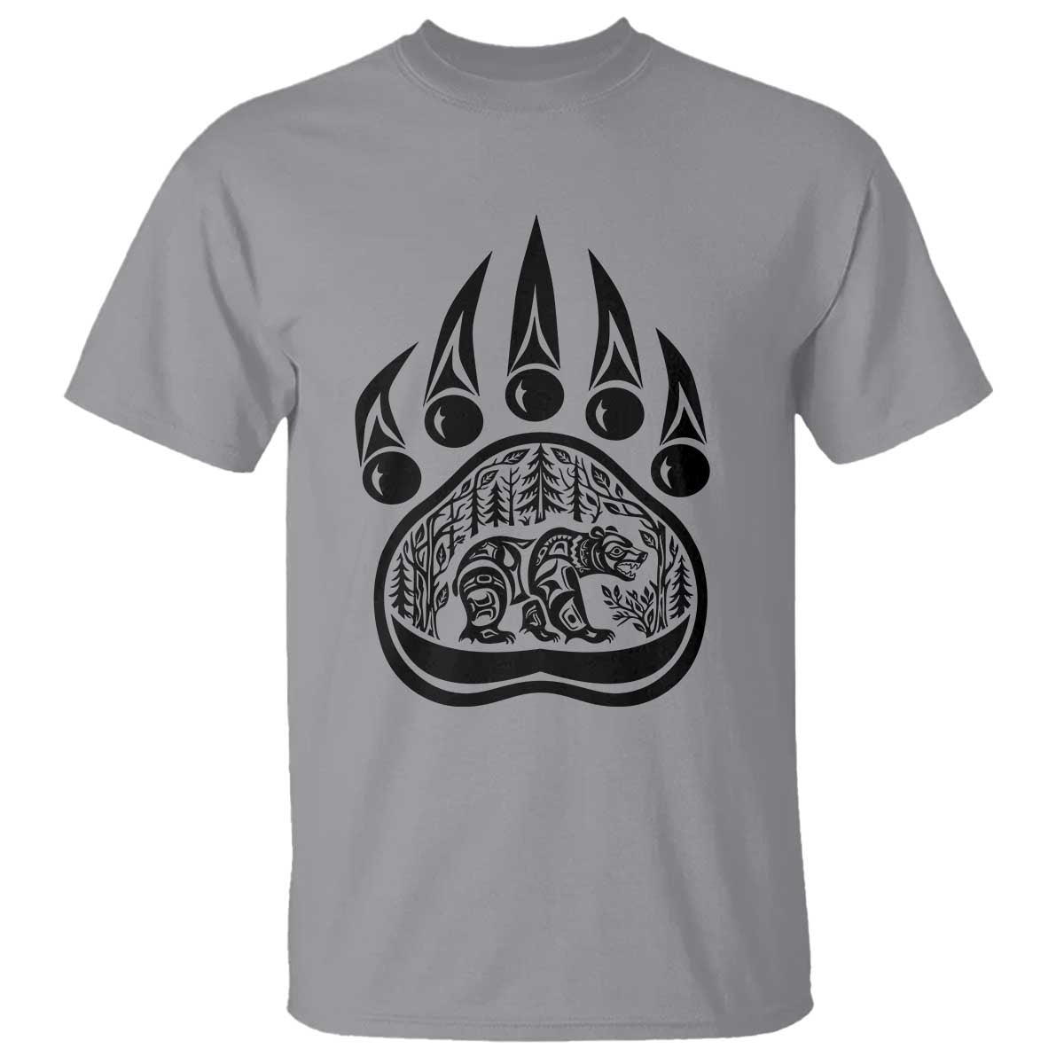 Native Inspired Alaska Grizzly Bear T Shirt Pacific Northwest Pride TS12 Sport Gray Print Your Wear