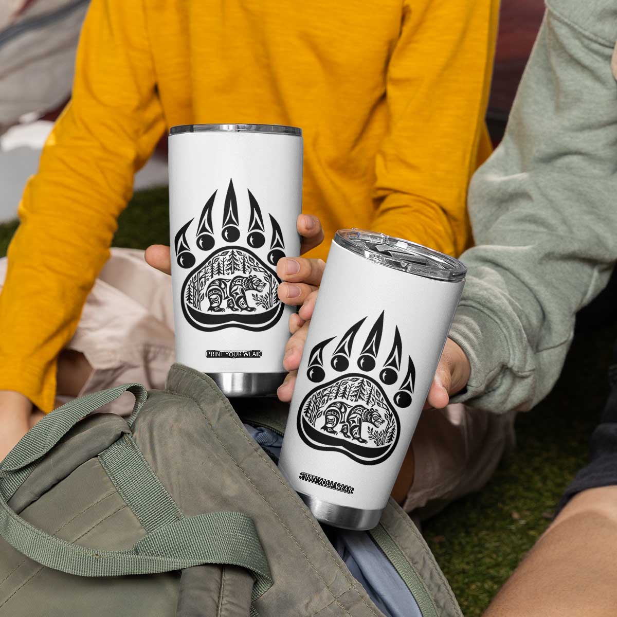 Native Inspired Alaska Grizzly Bear Tumbler Cup Pacific Northwest Pride TS12 Print Your Wear