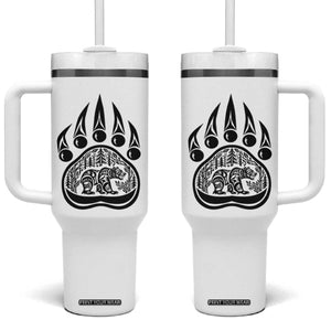 Native Inspired Alaska Grizzly Bear Tumbler With Handle Pacific Northwest Pride TS12 One Size: 40 oz White Print Your Wear