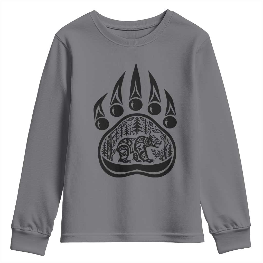Native Inspired Alaska Grizzly Bear Youth Sweatshirt Pacific Northwest Pride TS12 Charcoal Print Your Wear