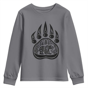 Native Inspired Alaska Grizzly Bear Youth Sweatshirt Pacific Northwest Pride TS12 Charcoal Print Your Wear