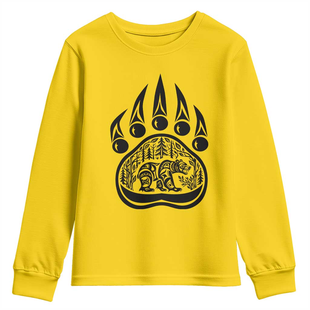 Native Inspired Alaska Grizzly Bear Youth Sweatshirt Pacific Northwest Pride TS12 Daisy Print Your Wear
