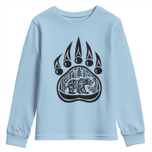 Native Inspired Alaska Grizzly Bear Youth Sweatshirt Pacific Northwest Pride TS12 Light Blue Print Your Wear