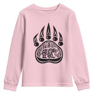 Native Inspired Alaska Grizzly Bear Youth Sweatshirt Pacific Northwest Pride TS12 Light Pink Print Your Wear