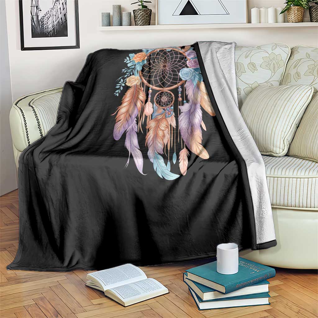 Dream Catcher Colorful Boho Floral Feather Graphic Throw Blanket TS12 Print Your Wear