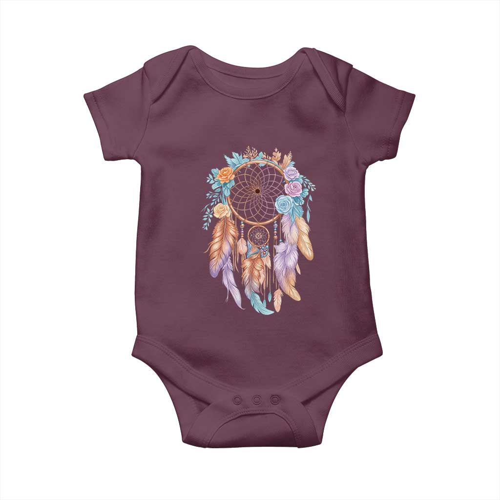 Dream Catcher Colorful Boho Floral Feather Graphic Baby Onesie TS12 Maroon Print Your Wear